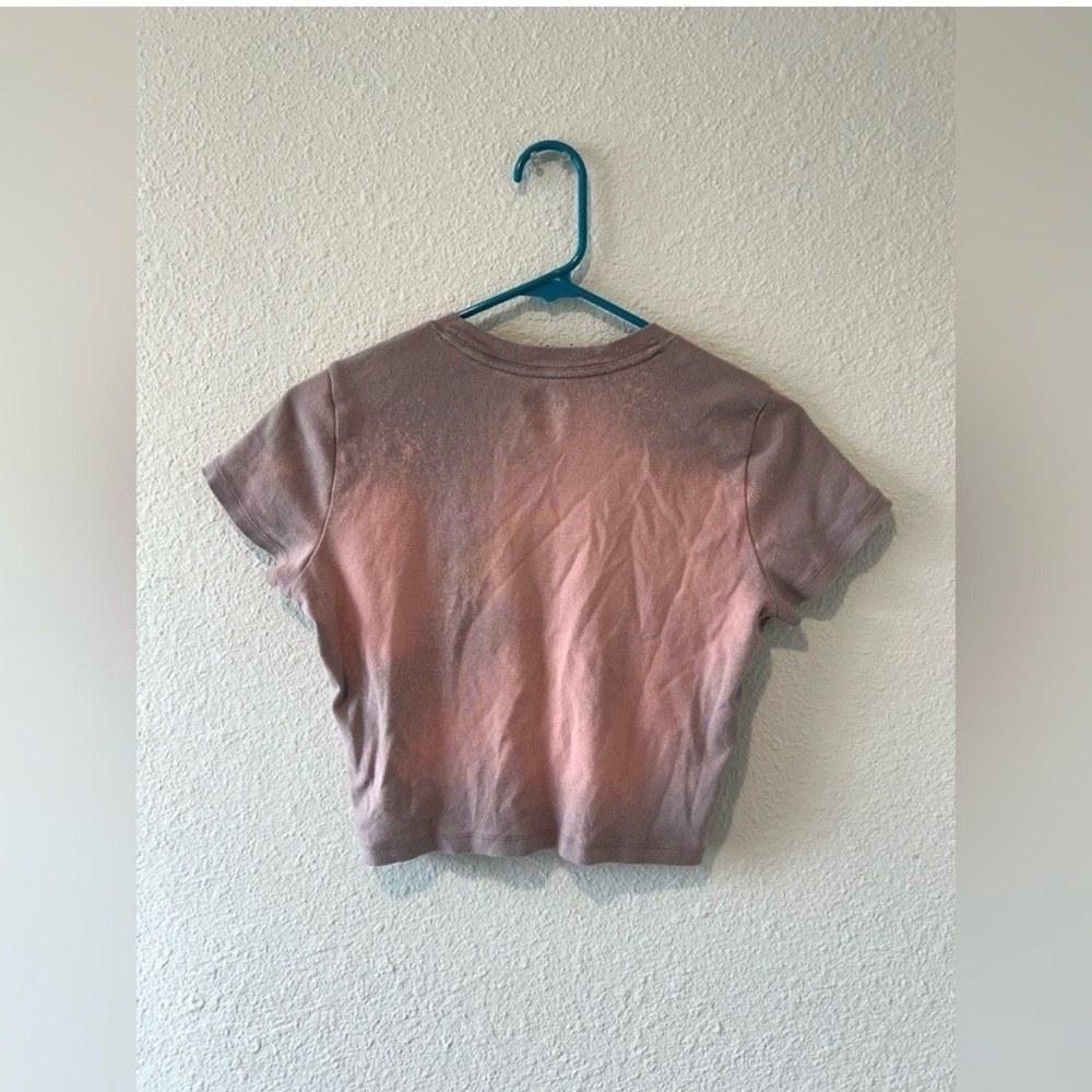 Hollister Medium Bleach Dyed Cropped Tee Pink Brown Custom - Picture 4 of 7
